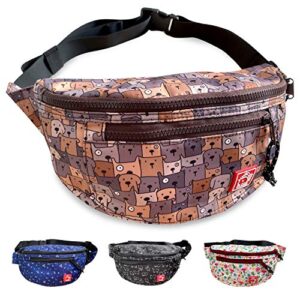 flock three fanny pack waterproof waist bags mens shoulder bag women’s sling purses travel backpack casual bum bag women small size crossbody sling bag for dog lover hiking bicycle men chest daypacks