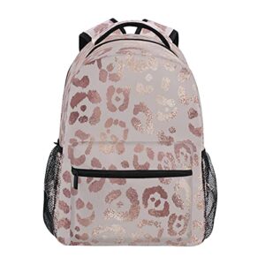 rose gold leopard bookbag for elementary kindergarten teen girls women backpack kid’s grade schoolbag laptop backpack students daypacks one size