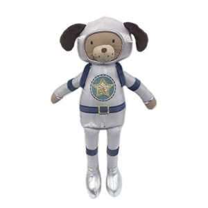 mon ami archie astronaut dog stuffed toy, astronaut plush toy & animal, great gift for kids, perfect party favor and birthday gift for toddlers, boys, silver, 15″