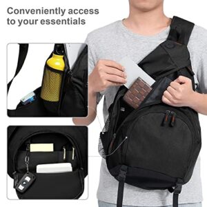 BuyAgain Sling Backpack, Sling Bag Chest Shoulder Crossbody Bag Pack Multipurpose Daypack for Men Women Travel, Hiking, Black