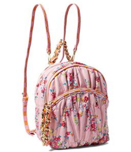 betsey johnson women’s quilted midi backpack, pink floral, one size
