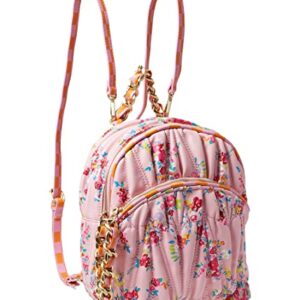 Betsey Johnson Women's Quilted Midi Backpack, Pink Floral, One Size