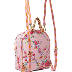 Betsey Johnson Women's Quilted Midi Backpack, Pink Floral, One Size