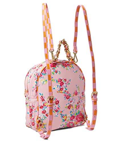 Betsey Johnson Women's Quilted Midi Backpack, Pink Floral, One Size