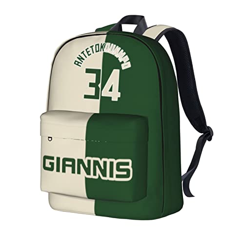 VIHIRA Milwaukee-Giannis-Antetokounmpo#34 Basketball Backpack School Bag Adjustable Large Capacity Leisure Book Bag Unisex