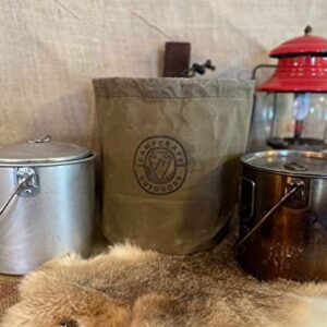 4QT Bushcraft Cookware Bag | Waxed Canvas Bush Pot Bag | Camp Kettle Bag | Outdoor Cooking Kit | Coffee Pot Bag | Foragers Belt Bag (2QT Bushpot Bag)