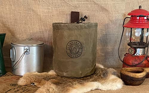 4QT Bushcraft Cookware Bag | Waxed Canvas Bush Pot Bag | Camp Kettle Bag | Outdoor Cooking Kit | Coffee Pot Bag | Foragers Belt Bag (2QT Bushpot Bag)