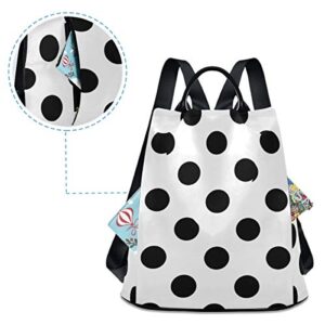 ALAZA Polka Dot Black White Trips Hiking Camping Rucksack Pack for Women