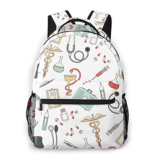 Nurse Doctor Medicine Laptop Backpack Casual Large Teen Girls Women Kids School Bags Fashion Cute Bookbag School Student Computer Backpacks Travel Hiking Camping Daypack