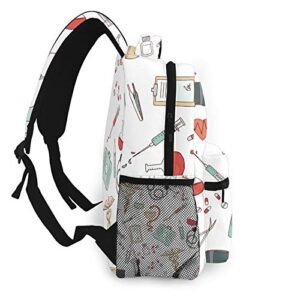 Nurse Doctor Medicine Laptop Backpack Casual Large Teen Girls Women Kids School Bags Fashion Cute Bookbag School Student Computer Backpacks Travel Hiking Camping Daypack