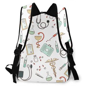 Nurse Doctor Medicine Laptop Backpack Casual Large Teen Girls Women Kids School Bags Fashion Cute Bookbag School Student Computer Backpacks Travel Hiking Camping Daypack