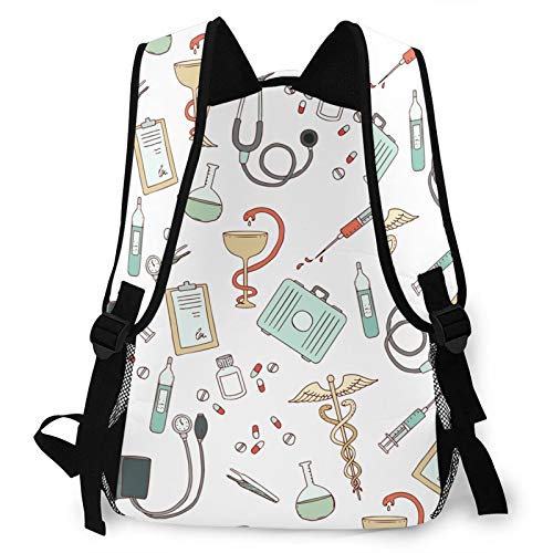 Nurse Doctor Medicine Laptop Backpack Casual Large Teen Girls Women Kids School Bags Fashion Cute Bookbag School Student Computer Backpacks Travel Hiking Camping Daypack