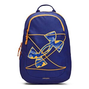 under armour hustle play backpack, (486) versa blue/rise/bauhaus blue, one size fits most