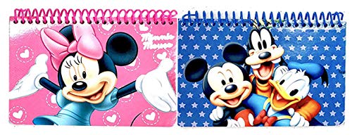 Disney Mickey and Minnie Mouse Drawstring Backpacks Plus Lanyards with Detachable Coin Purse and Autograph Books (Set of 6) (Pink - Dark Blue)