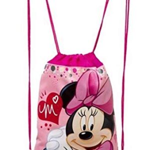 Disney Mickey and Minnie Mouse Drawstring Backpacks Plus Lanyards with Detachable Coin Purse and Autograph Books (Set of 6) (Pink - Dark Blue)