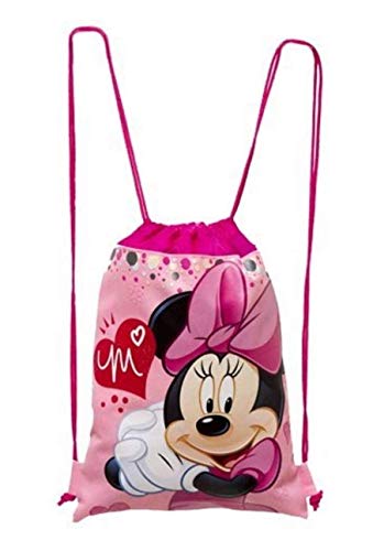 Disney Mickey and Minnie Mouse Drawstring Backpacks Plus Lanyards with Detachable Coin Purse and Autograph Books (Set of 6) (Pink - Dark Blue)