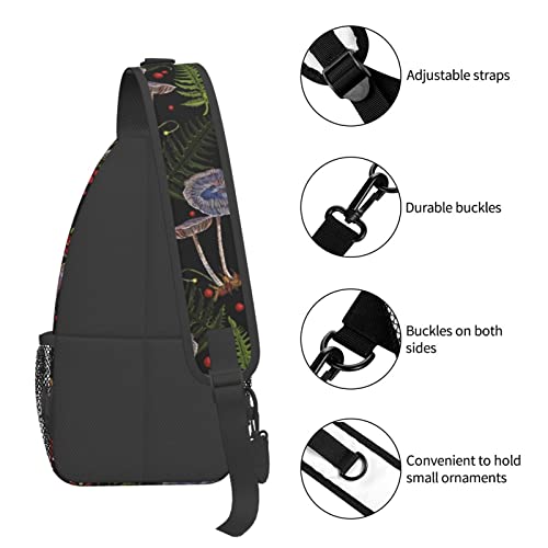 GTEVUTS Forest Mushrooms Sling Bag Crossbody Bags for Women Men, Hippie Cute Chest Bag Casual Small Shoulder Bags Travel Hiking Cycling Gym Sport Lightweight Daypack Backpack