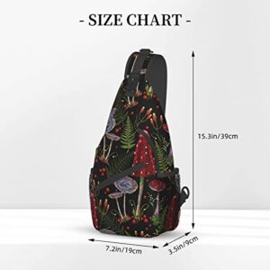 GTEVUTS Forest Mushrooms Sling Bag Crossbody Bags for Women Men, Hippie Cute Chest Bag Casual Small Shoulder Bags Travel Hiking Cycling Gym Sport Lightweight Daypack Backpack