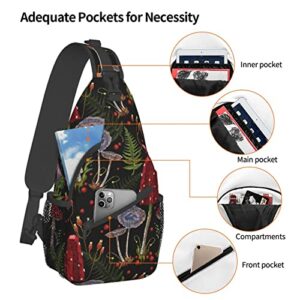 GTEVUTS Forest Mushrooms Sling Bag Crossbody Bags for Women Men, Hippie Cute Chest Bag Casual Small Shoulder Bags Travel Hiking Cycling Gym Sport Lightweight Daypack Backpack