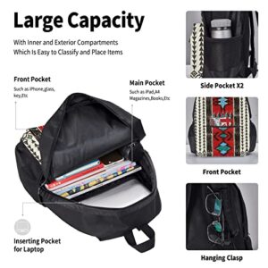 3 Piece Set Backpacks Orange Tribal Aztec Geometric Ethnic Ornamental Style Native American Indian Book Bag Travel Work School Bag Pencil Case Lunch Bag Combination For Men Women Boys Girls One Size