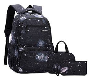 vidoscla 3pcs starry sky kids backpack sets students schoolbag primary students bookbag elementary daypack knapsack rucksack for teens