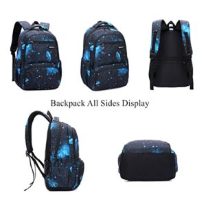 VIDOSCLA 3PCS Starry Sky Kids Backpack Sets Students Schoolbag Primary Students Bookbag Elementary Daypack Knapsack Rucksack for Teens