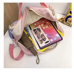 Kawaii harajuku backpack crossbody bag with 3 pins bubbles teenage daypack gift for birthday Christmas (purple)