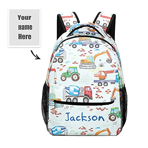 Eiis Construction Tractor Excavator Personalized School Backpack for Kid-Boy /Girl Primary Daypack Travel Bookbag, One Size, P22889