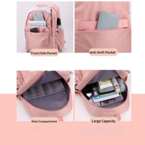 Aesthetic Laptop Backpack Kawaii Backpack Back to School Anti Theft Slim Durable Backpack with Large Capacity (Pink)