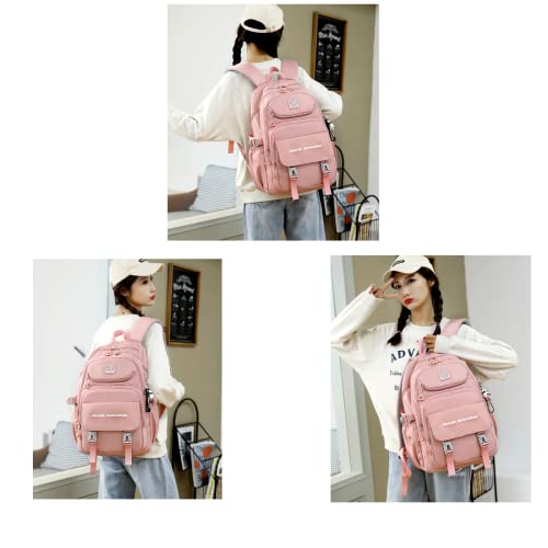 Aesthetic Laptop Backpack Kawaii Backpack Back to School Anti Theft Slim Durable Backpack with Large Capacity (Pink)