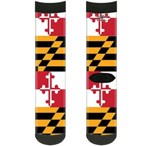 buckle-down unisex-adult’s socks maryland flags crew, multicolor