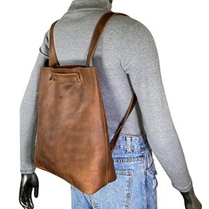 Heather's, Convertible Backpack to Shoulder Bag Handmade from Full Grain Leather - Durable, Spacious Bag, Travel & Shopping Accessory - Bourbon Brown