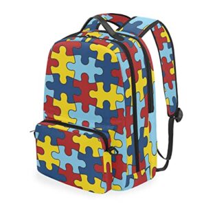 autism awareness puzzle detachable big student backpack – school, travel, or work bookbag with 15-inch laptop compartment