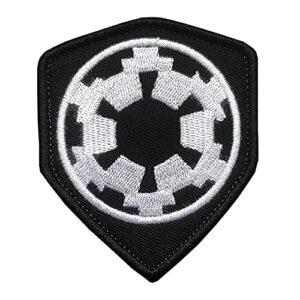 zcketo imperial target shield patch embroidered hook and loop tactical badge emblem tags for kids teens adult movie fans bags cap backpack outdoor showing collect, white