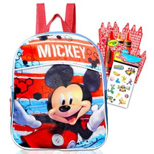 disney bundle mickey mouse mini backpack for kids, toddlers ~ 3 pc bundle with mickey preschool bag, stickers and highlights activities, small