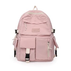 simple canvas backpack large capacity college student hit color laptop schoolbag