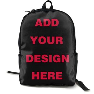 custom backpack school bag, personalized bookbag travel daypack with your own picture image text for women men (black 04, one size)