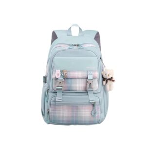 aonuowe kawaii large capacity backpack for boys and girls aesthetic cute back to school bag in 5 colors (blue)