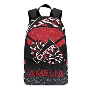 cheerleader red personalized backpack for teen boys girls,custom travel backpack bookbag casual bag name gift