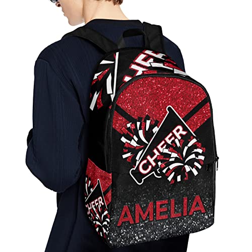 Cheerleader Red Personalized Backpack for Teen Boys Girls,Custom Travel Backpack Bookbag Casual Bag Name Gift