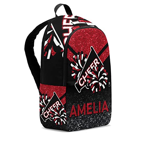 Cheerleader Red Personalized Backpack for Teen Boys Girls,Custom Travel Backpack Bookbag Casual Bag Name Gift