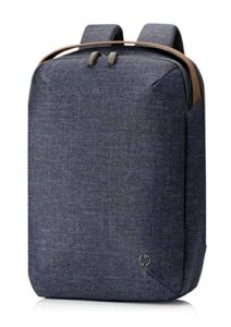 hp renew 15.6” laptop backpack made with recycled plastic bottles, water-resistant material, luggage strap, and comfortable straps | navy