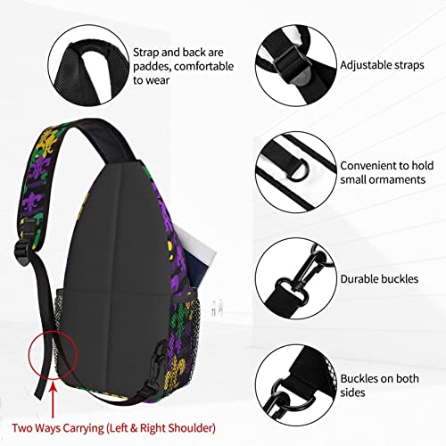 Dujiea Crossbody Backpack For Men Women Sling Bag, Mardi Gras. Chest Bag Shoulder Bag Lightweight One Strap Backpack Multipurpose Travel Hiking Daypack