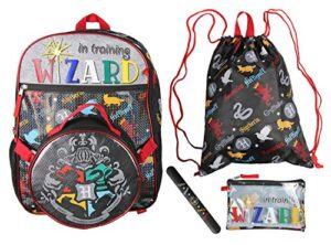 harry potter kids backpack wizard in training 5pc 16″ hogwarts school combo set