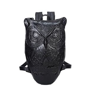 3d animal head backpack, owl backpack for girls pu leather graphic embossed laptop college bookbag