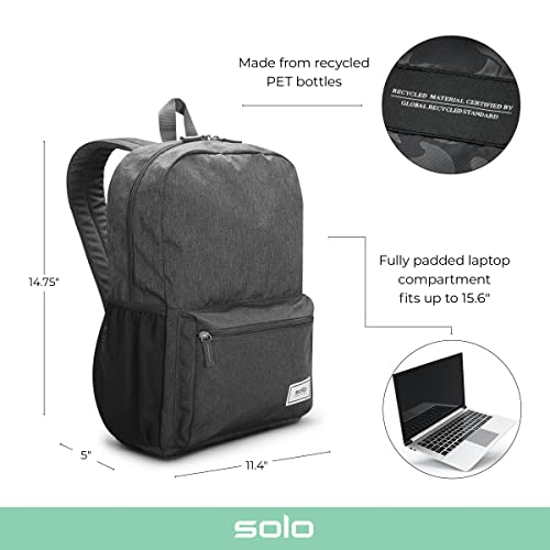 Solo Re:Solve Laptop Backpack, Black/Gray, 15.6"