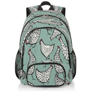 tropicallife abstract chicken school backpack for men women, laptop backpack bookbag for students college business travel with chest strap 16.7 inch