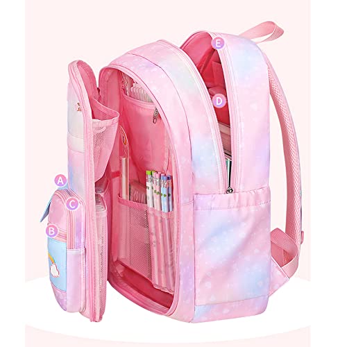 Rainbow Backpack for Girls, Large Capacity Cute School Laptop Backpacks Preschool Kindergarten Bookbag Casual Travel Backbag