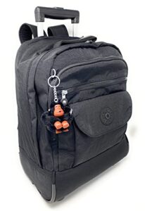 kipling sanaa large metallic rolling backpack (black tonal, one size)