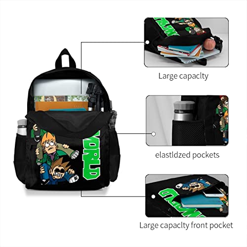 Genaolax Anime Eddsworld Backpack Casual Double Shoulder Travel School Bag For School Travel Outdoors Black One Size